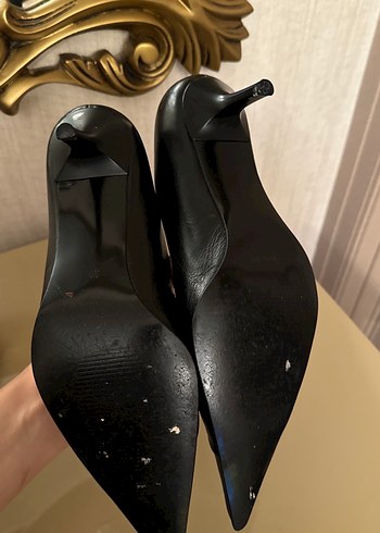 39 Beden siyah Renk Siyah Deri Stiletto Kadın Topuklu Ayakkabı