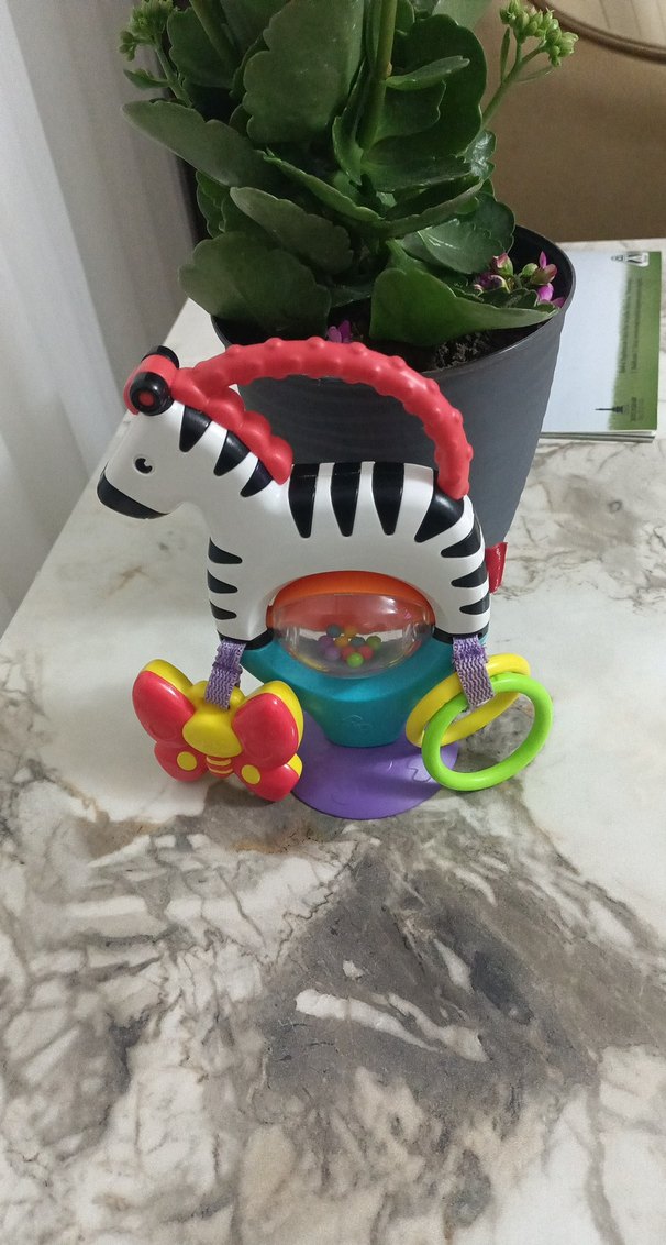 Renkli Zebra Diş Kaşıyıcı ve Çıngırak Oyuncak - Görsel 3