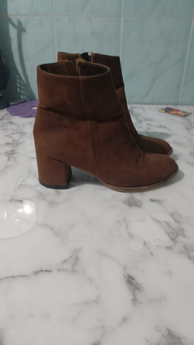 Kahverengi Süet Kadın Dolgu Topuk Bot - Görsel 2