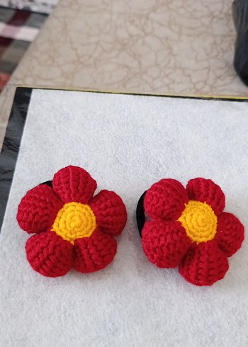 Renkli Örgü Çiçekli Çocuk Saç Tokası - Görsel 2