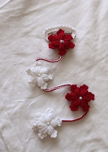 Nakışlı Dantel Çiçekli Çocuk Toka Seti - Görsel 2