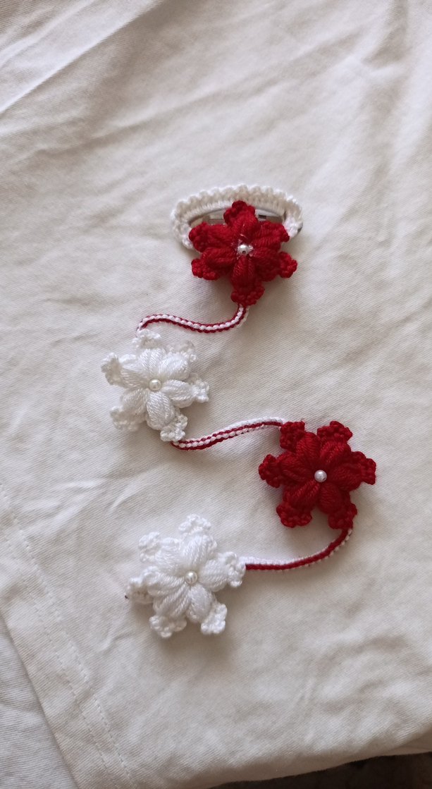 Nakışlı Dantel Çiçekli Çocuk Toka Seti - Görsel 3