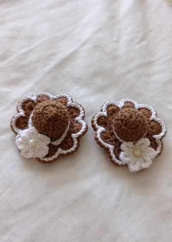 Dantel İşlemeli Kahverengi Çocuk Toka - Görsel 2