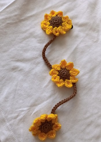 Sarı Örgü Çiçekli Bohem Saç Tokası - Görsel 2