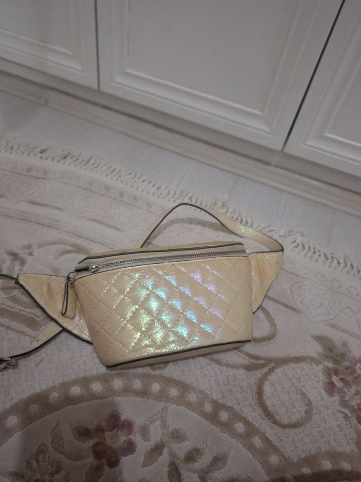 Bej Deri Kemerli Kadın Çanta - Görsel 2