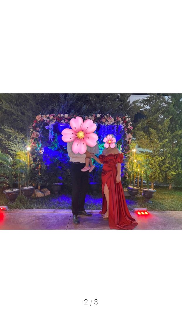 Kırmızı Drapeli Straplez Uzun Abiye Elbise - Görsel 2