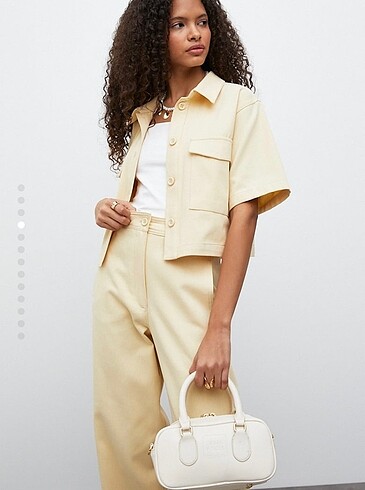 s Beden Gabardin butter yellow ceket pantolon takım