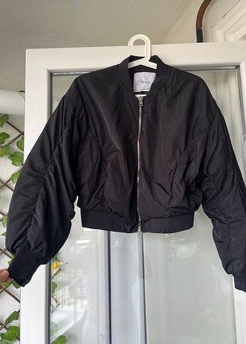 Siyah Fermuarlı Kadın bomber ceket