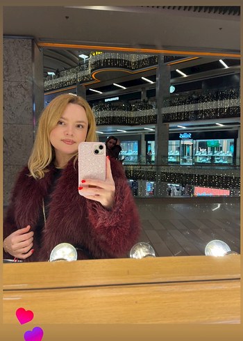 Bordo Tüylü Midi Boy Kadın kürk - Görsel 2