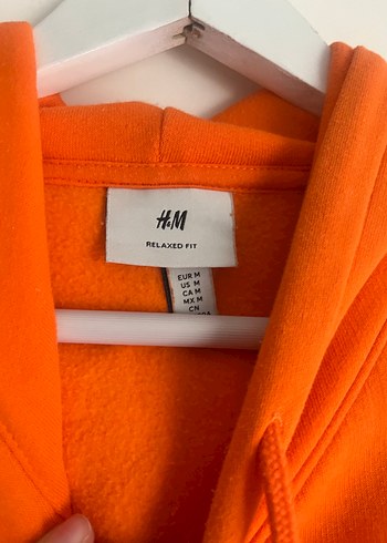 Turuncu Baskılı Kapüşonlu Rahat Sweatshirt - Görsel 2