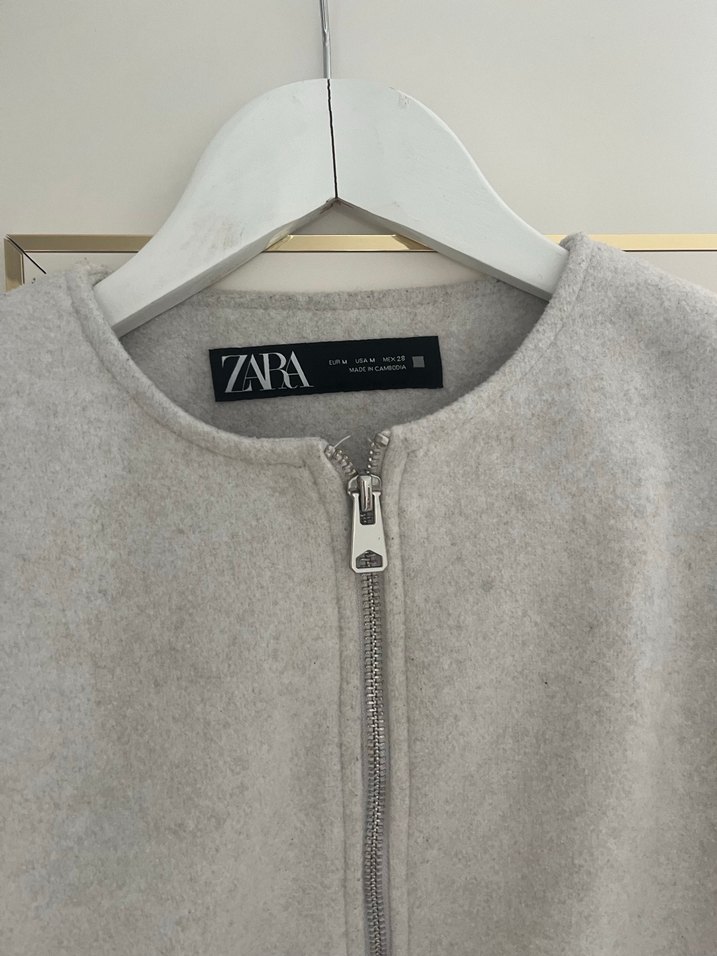 Zara Gri Fermuarlı  Kadın Kaban orjinal - Görsel 2
