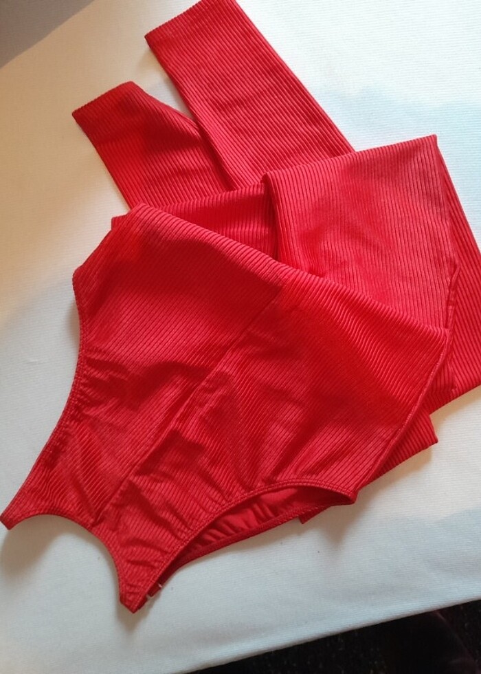 Fransız Kırmızı Strech Tulum! - Görsel 2