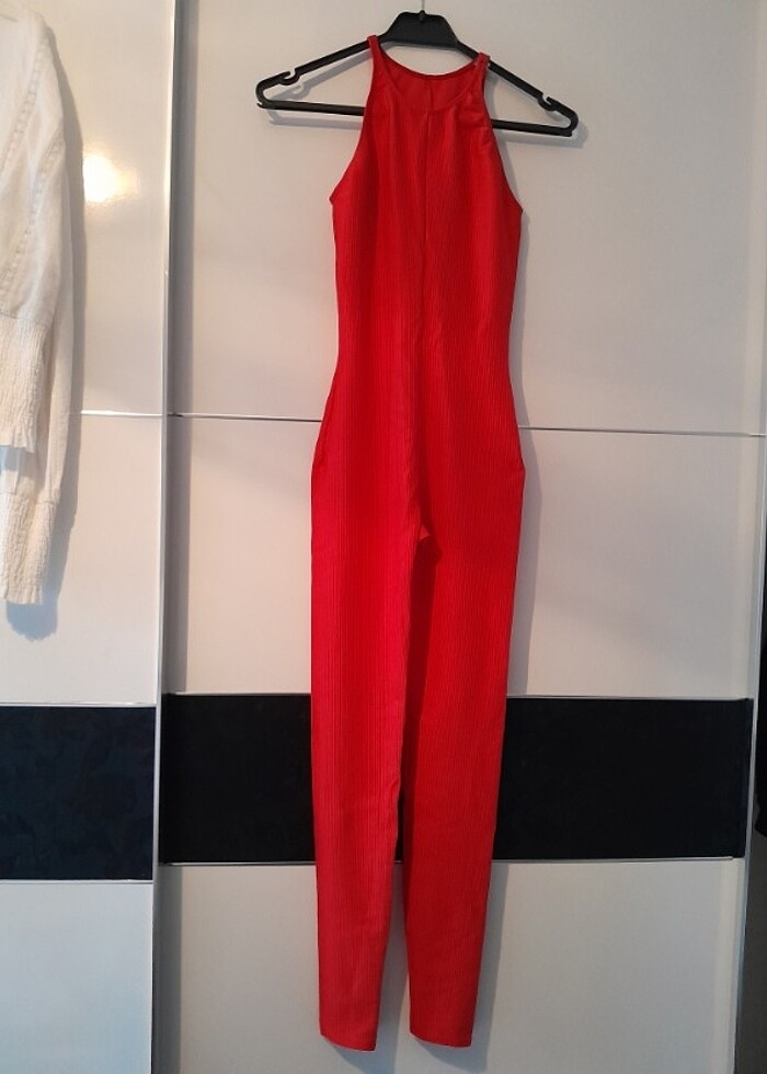 Fransız Kırmızı Strech Tulum! - Görsel 4