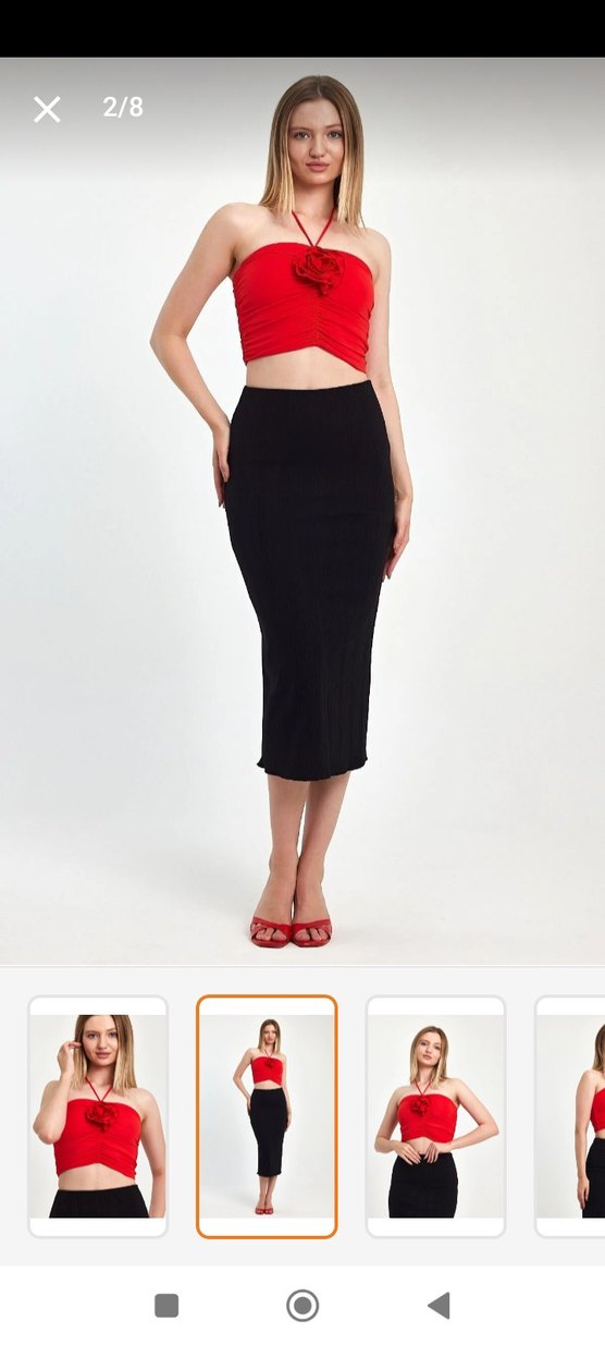 Kırmızı Mini Vintage Bohem Büstiyer - Görsel 5