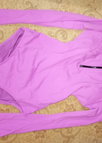 Pembe Uzun Kollu Atletik Kadın Mayo - Görsel 4