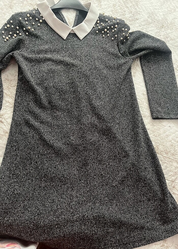 Gömlek yakası detaylı triko elbise - Görsel 2