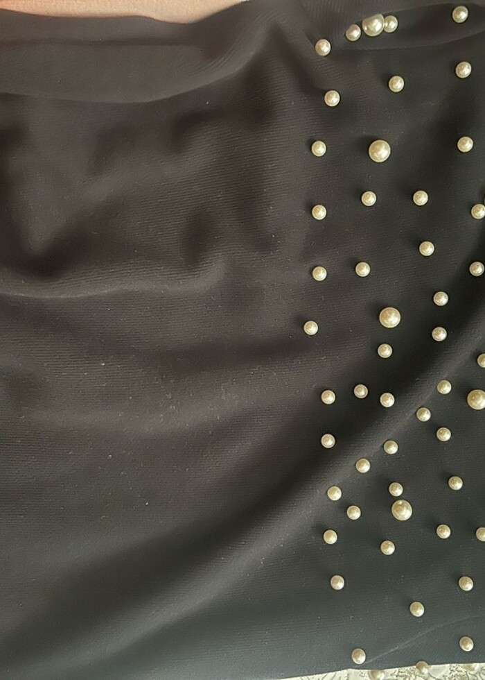 İnci işlemeli kısa kol elbise - Görsel 3