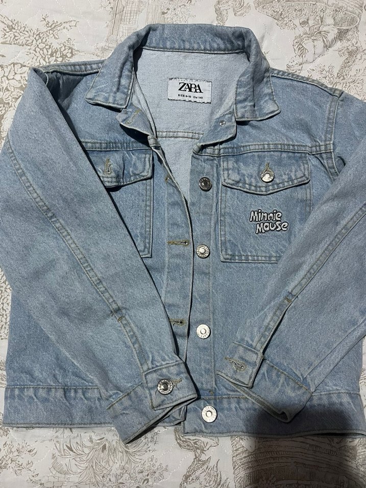 Zara Mickey Mouse Baskılı Kadın Denim Ceket - Görsel 4