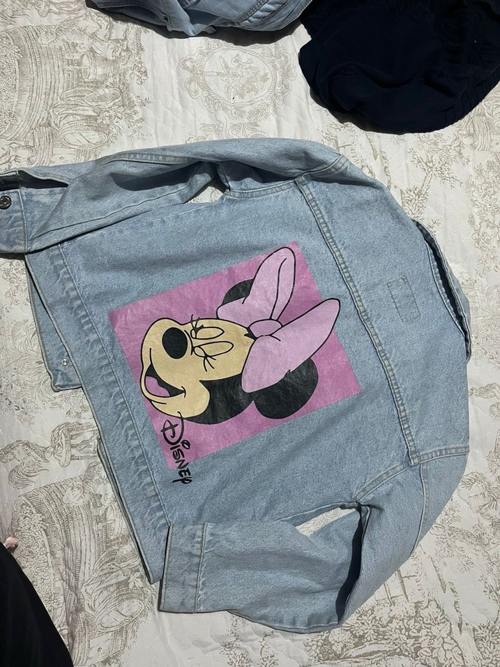 Zara Mickey Mouse Baskılı Kadın Denim Ceket - Görsel 2