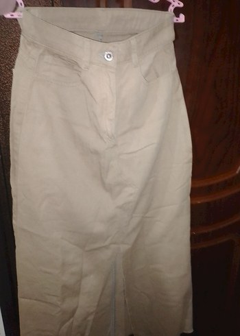 Bej Midi Keten Kadın Etek - Görsel 2