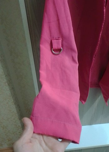 Pembe Kadın Düğmeli Midi Blazer Ceket - Görsel 3