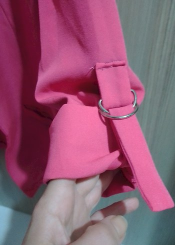 Pembe Kadın Düğmeli Midi Blazer Ceket - Görsel 4