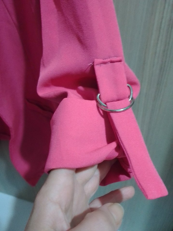 Pembe Kadın Düğmeli Midi Blazer Ceket - Görsel 4