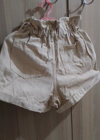 Düğmeli Bej Yüksek Bel Mini Şort - Görsel 3