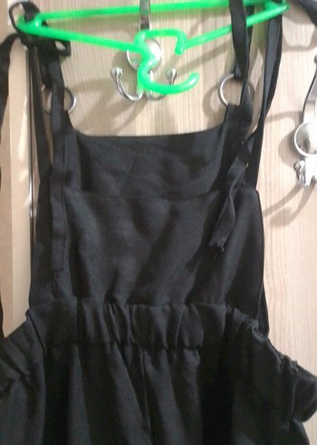 Siyah Uzun Askılı Bol Kesim Kadın Tulum - Görsel 4