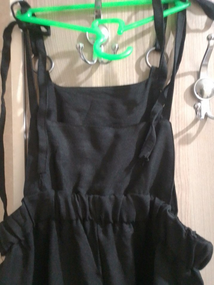 Siyah Uzun Askılı Bol Kesim Kadın Tulum - Görsel 4