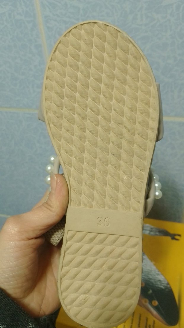 Bej Kadın Dolgu Topuklu Terlik İnci Detaylı - Görsel 4