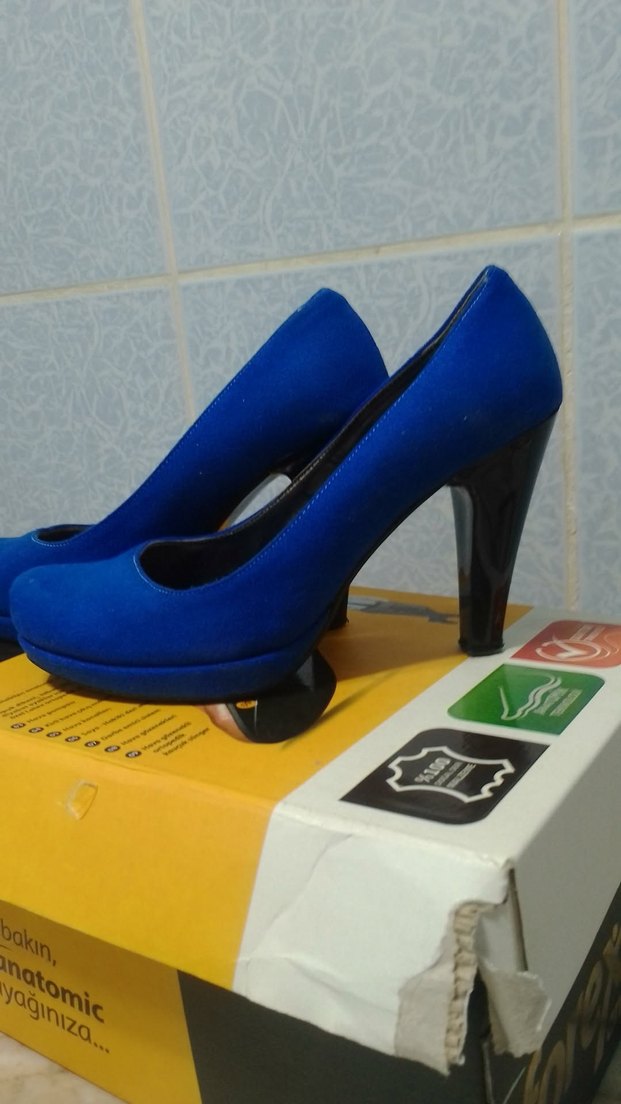 Mavi Parlak Dolgu Topuklu Kadın Stiletto 
10 cm topuklu - Görsel 2