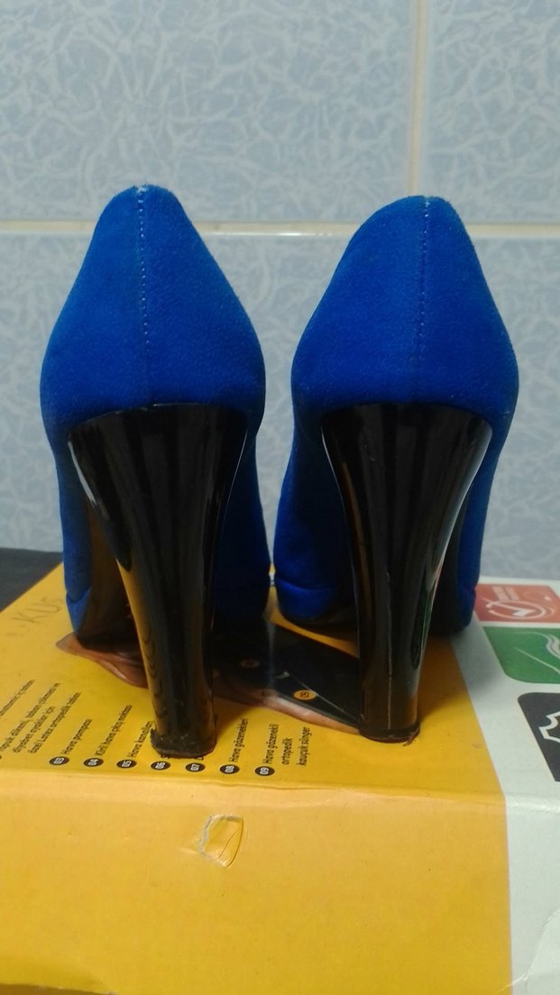 Mavi Parlak Dolgu Topuklu Kadın Stiletto 
10 cm topuklu - Görsel 3