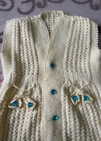 Kız Çocuk Örgü Yelek - Görsel 6