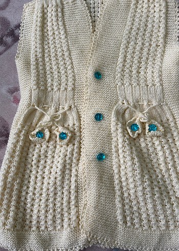 Kız Çocuk Örgü Yelek - Görsel 5