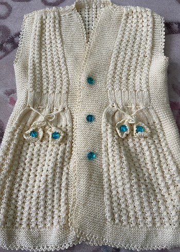 Kız Çocuk Örgü Yelek - Görsel 2