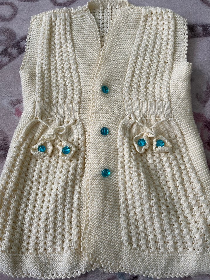 Kız Çocuk Örgü Yelek - Görsel 2