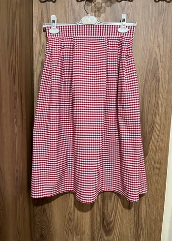 Ekose Pileli Etek - Görsel 3