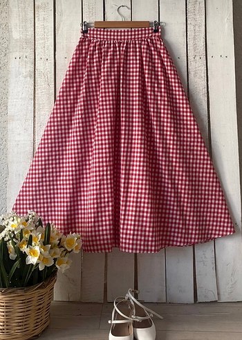 Ekose Pileli Etek - Görsel 2