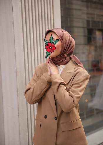 İpeksi jakar eşarp kahve - Görsel 3