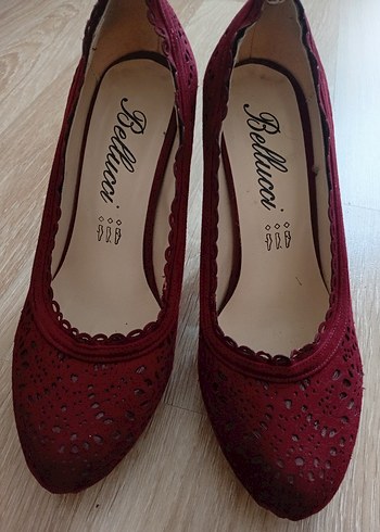 Bordo Dantel Detaylı Yüksek Topuklu Stiletto