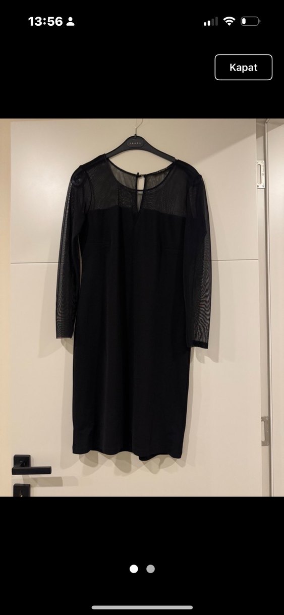 Yüksek Yakalı Siyah Midi Kalem Elbise - Görsel 2