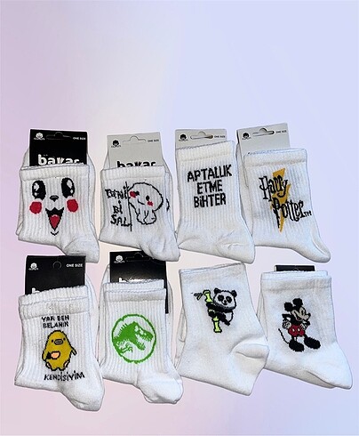 Unisex 8?Li Paket Beyaz Kolej Çorap