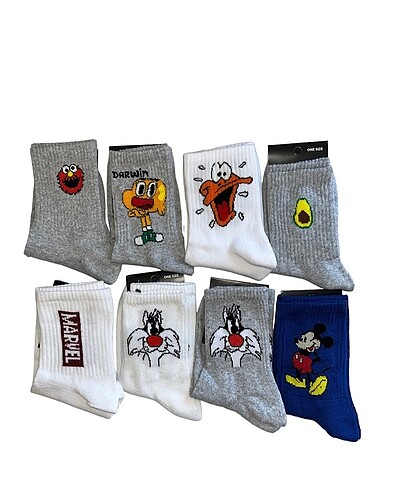 Unisex 8?Li Paket Kolej Fitilli Çorap