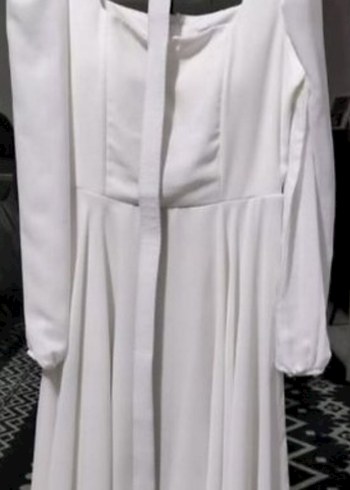 Modern Klasik Midi Mini Beyaz Düğün Elbisesi - Görsel 2