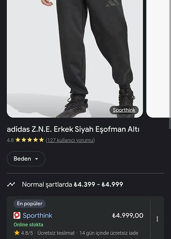 ADİDAS Z.N.E. Gri Rahat Kesim Erkek Eşofman Altı - Görsel 4