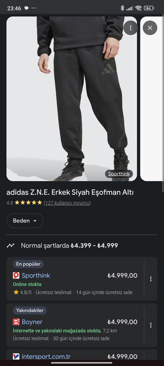 ADİDAS Z.N.E. Gri Rahat Kesim Erkek Eşofman Altı - Görsel 4