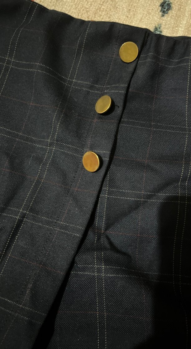 Düğmeli Lacivert Ekose şort Etek - Görsel 2