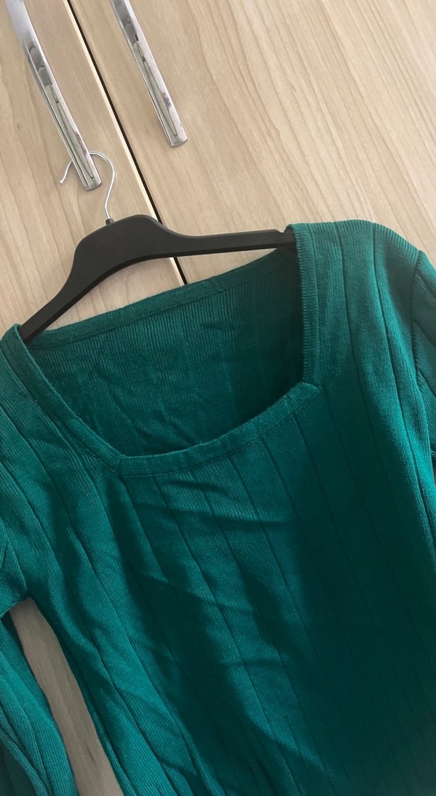 Kadın Yeşil Uzun Kollu Triko Bluz - Görsel 2