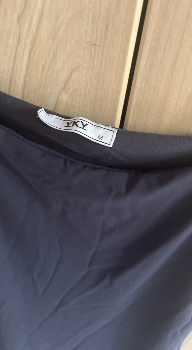 Gri antrasit  Askılı Midi Drapeli Abiye Elbise - Görsel 4